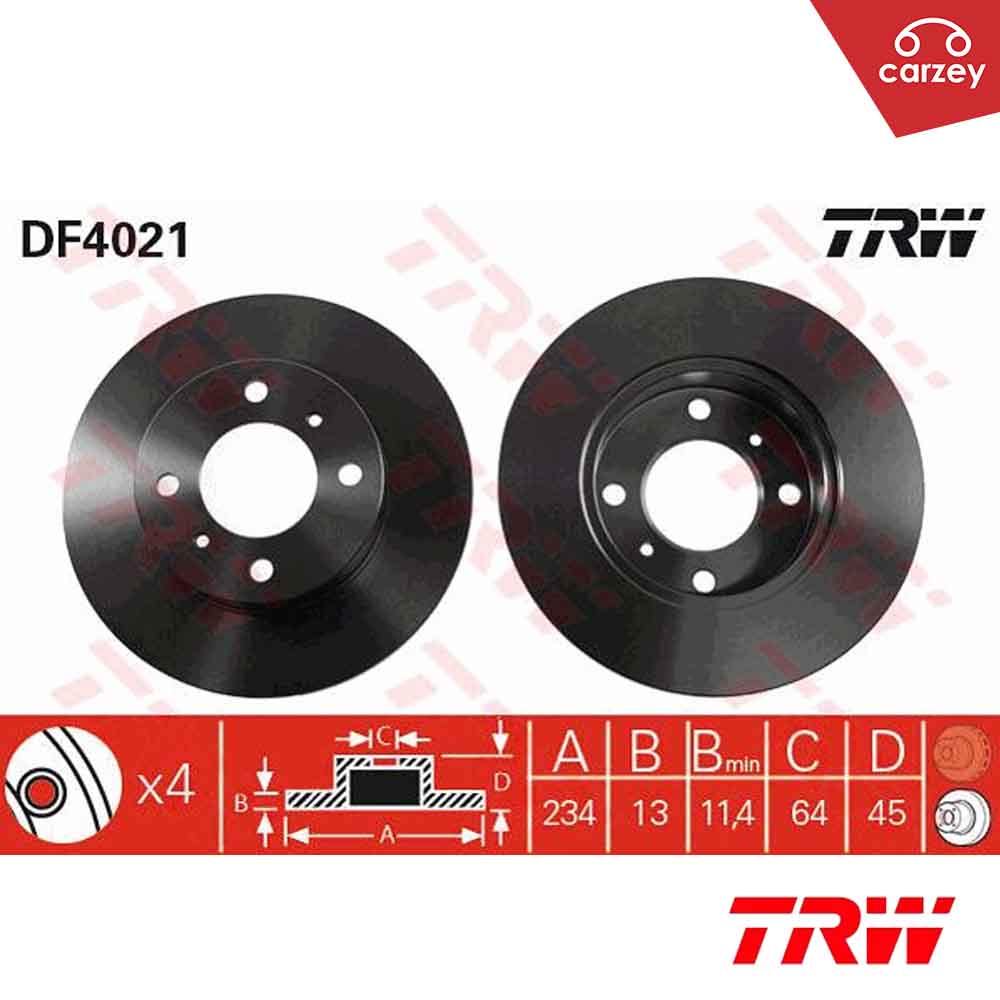 Trw Front Disc Rotor Set For Proton Wira Satria Df Pcs