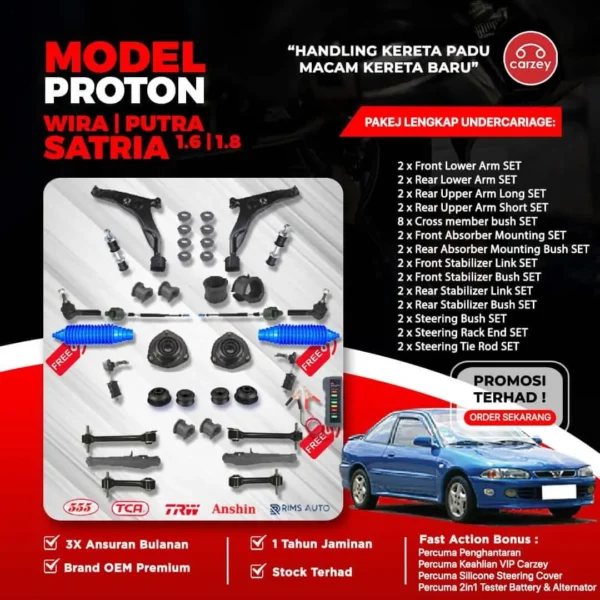 [COMBO DEAL] PROTON WIRA , SATRIA 1.6 ,1.8 PUTRA RESTORATION SUSPENSION PACKAGE SET 34 IN 1 + FREEGIFT + BONUS