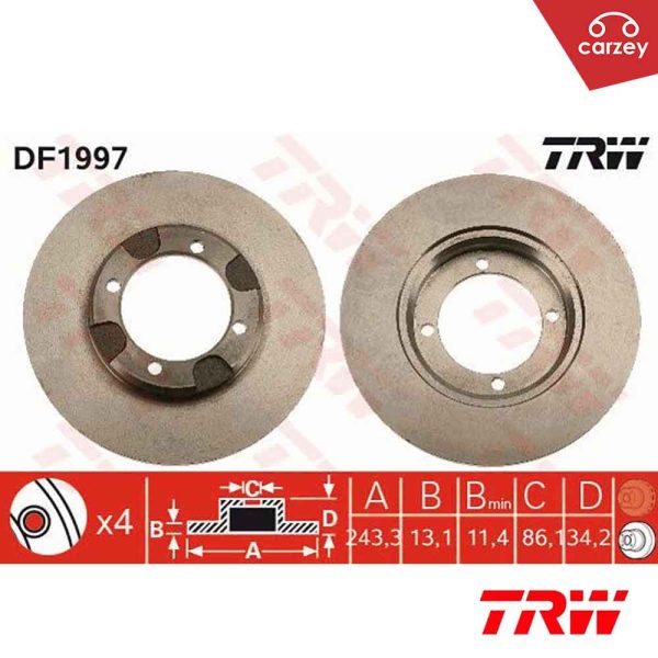 TRW Front Disc Rotor Set For Proton Wira , Satria 1.5 [ DF4022] 2pcs