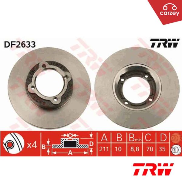 TRW Front Disc Rotor Set For Perodua Kancil [ DF2633 ] 2pcs