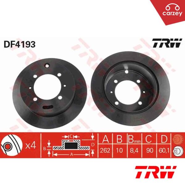 TRW Rear Disc Rotor Set For Proton Perdana 2.0 SEi V6 [ DF4193 ] 2pcs