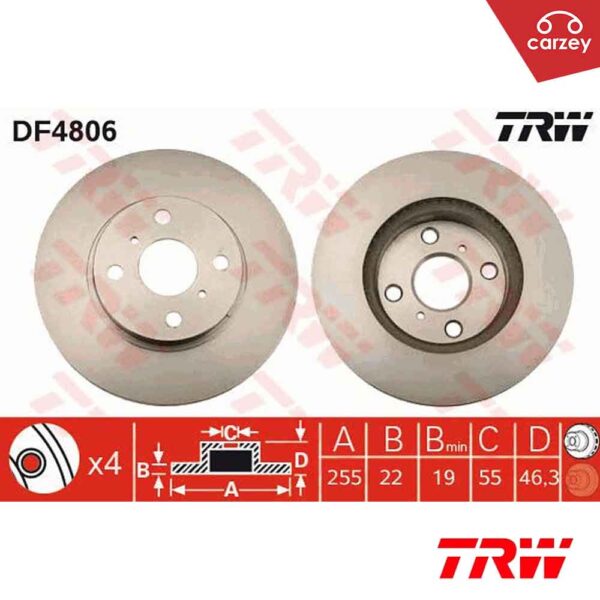 TRW Front Disc Rotor Set For Perodua Alza 2014 – Present [ DF4806 ] 2pcs