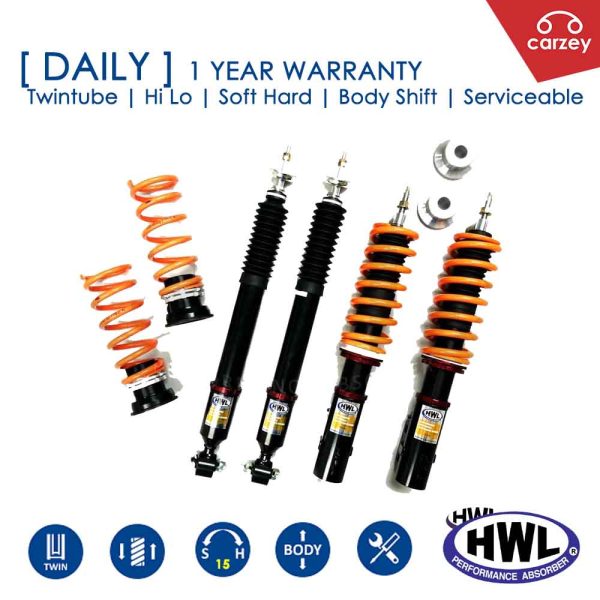 [ DAILY ] HWL Twintube Adjustable Set For Perodua Axia , Bezza [ ST1-0906 ] 4 pcs *Hi Lo Soft Hard Body Shift Serviceable