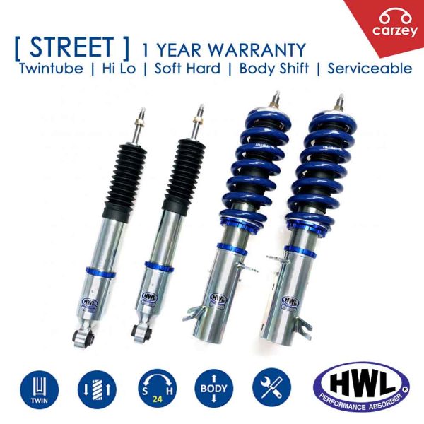 [ STREET ] HWL Twintube Adjustable Set For Proton Wira , Satria , Putra , Waja , Persona , GEN2 [ MT1BS-1009 ] 4 pcs *Hi Lo Soft Hard Body Shift Serviceable