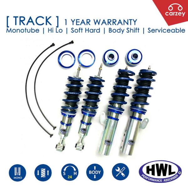 [ TRACK ] HWL Monotube Adjustable Set For Proton Inspira , Mitsubishi ASX , Lancer GT [ MNBS-1004 ] 4 pcs *Hi Lo Soft Hard Body Shift Serviceable
