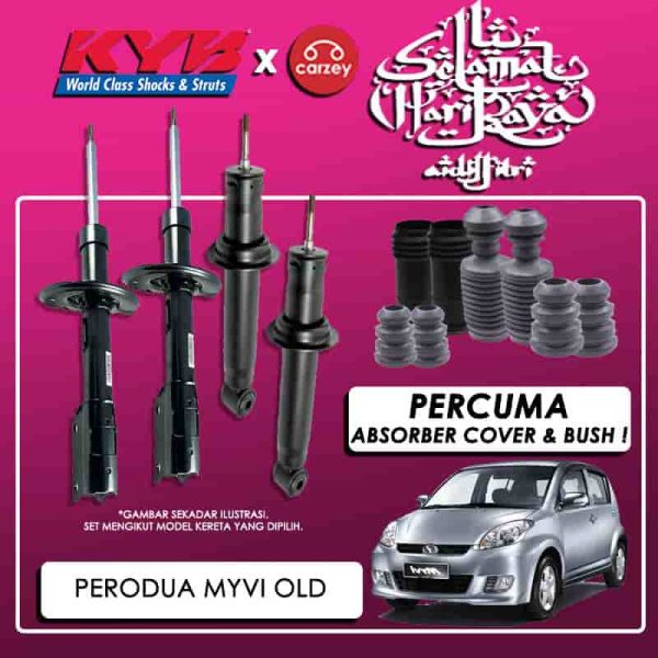[ COMBO RAYA ] Perodua Myvi 2005-2011 KYB Excel G Absorber Set + FREE Cover + FREE Bush Set