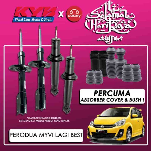 [ COMBO RAYA ] Perodua Myvi 2012-2017 KYB Excel G Absorber Set + FREE Cover + FREE Bush Set