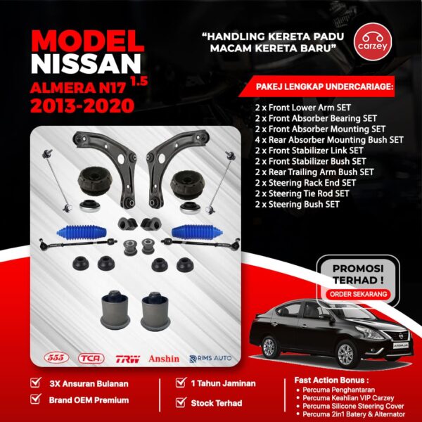 [COMBO DEAL] NISSAN ALMERA N17 RESTORATION SUSPENSION PACKAGE SET 22 IN 1 + FREEGIFT + BONUS