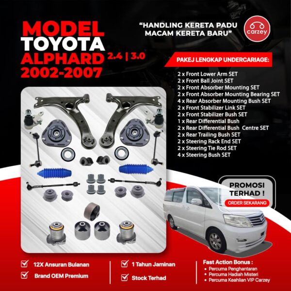 [COMBO DEAL] TOYOTA ALPHARD ANH10 ANH15 MNH10 MNH15 RESTORATION SUSPENSION PACKAGE SET 29 IN 1 + FREEGIFT + BONUS