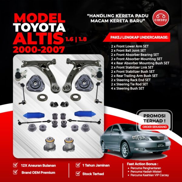 [COMBO DEAL] TOYOTA ALTIS ZZE121 ZZE122 RESTORATION SUSPENSION PACKAGE SET 26 IN 1 + FREEGIFT + BONUS